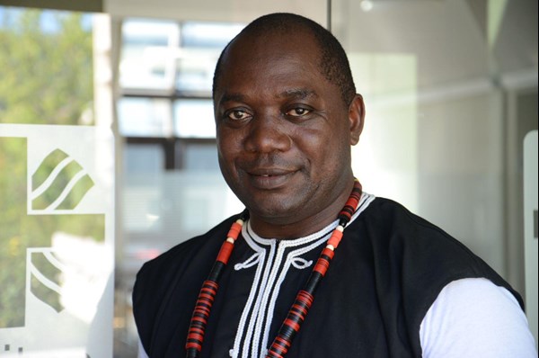 Eric Alain Kamem, Koordinator des Migrationszentrums in Gao (Mali), bei einem Austauschbesuch in Freiburg bei Caritas international im September 2019. 